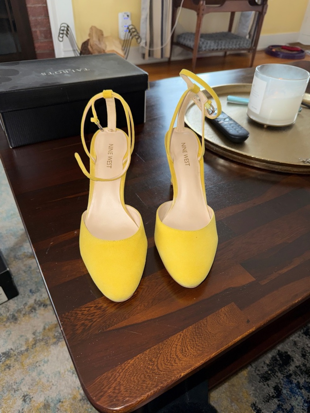 Nine West Yellow Ankle-Strap Pointed-Toe Pumps